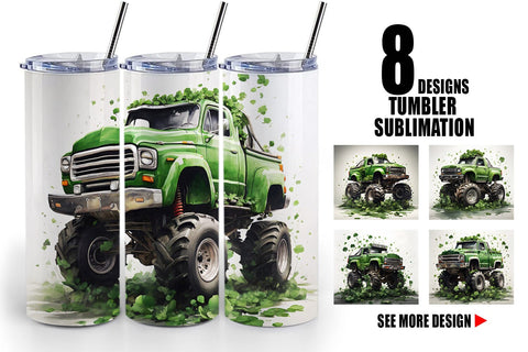 Tumbler Wrap Monster Truck Shamrocks Sublimation artnoy 