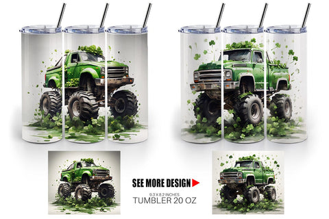 Tumbler Wrap Monster Truck Shamrocks Sublimation artnoy 