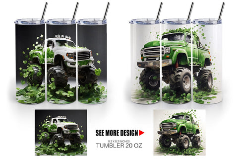 Tumbler Wrap Monster Truck Shamrocks Sublimation artnoy 