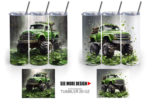Tumbler Wrap Monster Truck Shamrocks Sublimation artnoy 