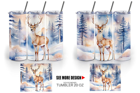 Tumbler Wrap Moonlit Winter Deer Sublimation artnoy 