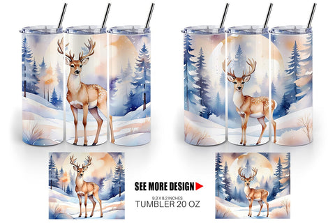 Tumbler Wrap Moonlit Winter Deer Sublimation artnoy 