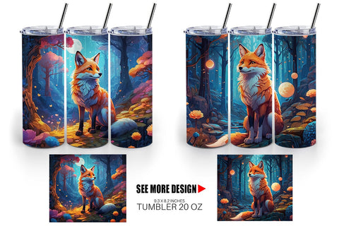 Tumbler Wrap Moonlit Woodland Fox Sublimation artnoy 