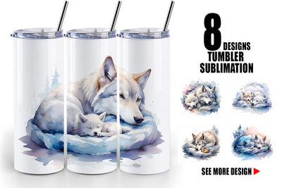 Tumbler Wrap Mother Day Wolf Sleeping Sublimation artnoy 