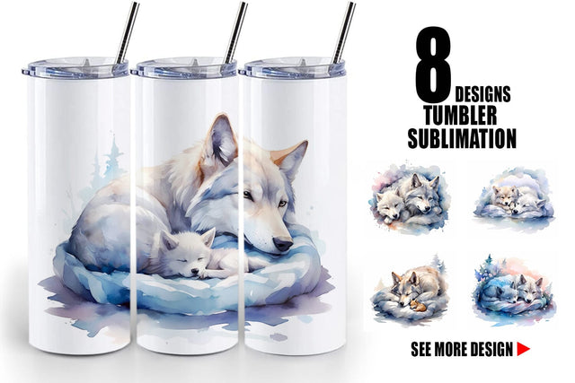 Tumbler Wrap Mother Day Wolf Sleeping Sublimation artnoy 