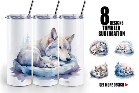 Tumbler Wrap Mother Day Wolf Sleeping Sublimation artnoy 