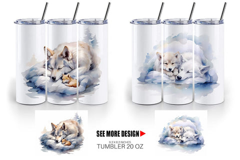 Tumbler Wrap Mother Day Wolf Sleeping Sublimation artnoy 