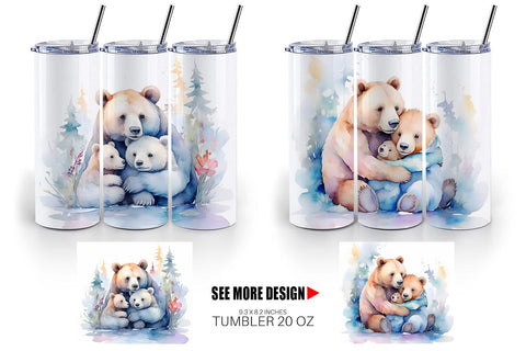 Tumbler Wrap Mothers Day Bear Sublimation artnoy 