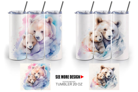 Tumbler Wrap Mothers Day Bear Sublimation artnoy 