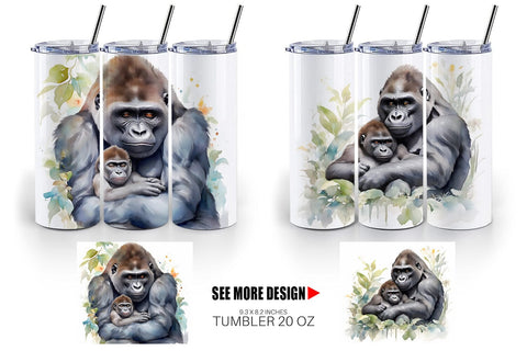 Tumbler Wrap Mothers Day Gorilla Sublimation artnoy 