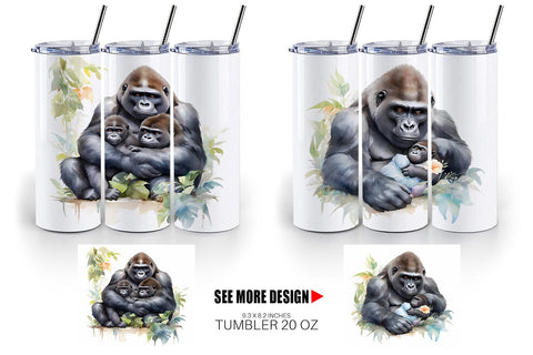 Tumbler Wrap Mothers Day Gorilla Sublimation artnoy 