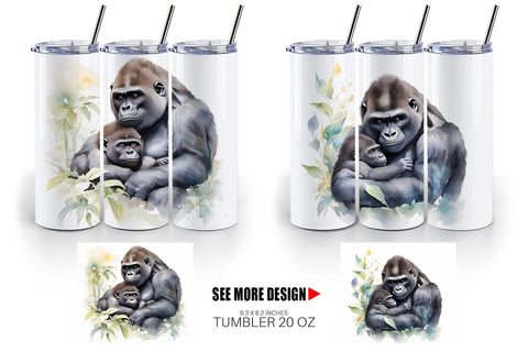 Tumbler Wrap Mothers Day Gorilla Sublimation artnoy 