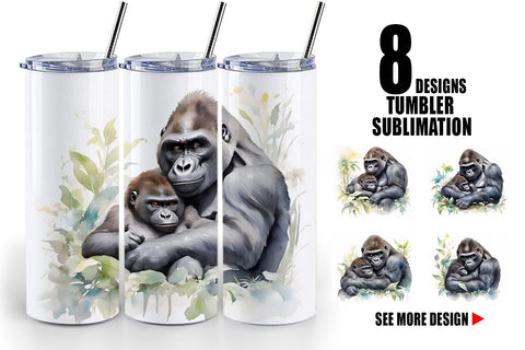 Tumbler Wrap Mothers Day Gorilla Sublimation artnoy 