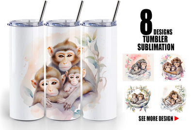 Tumbler Wrap Mothers Day Monkey Sublimation artnoy 