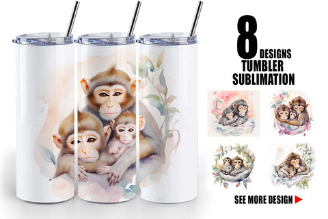 Tumbler Wrap Mothers Day Monkey Sublimation artnoy 