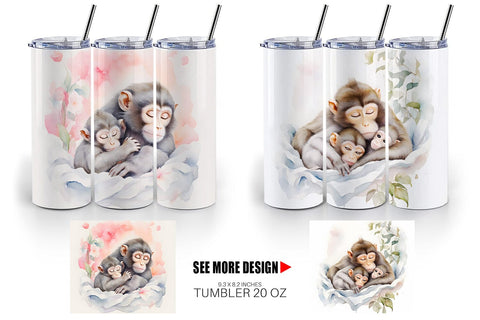 Tumbler Wrap Mothers Day Monkey Sublimation artnoy 