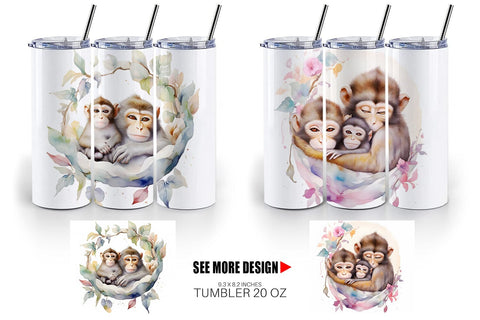 Tumbler Wrap Mothers Day Monkey Sublimation artnoy 