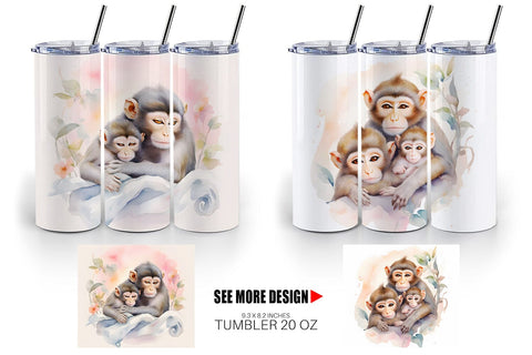 Tumbler Wrap Mothers Day Monkey Sublimation artnoy 