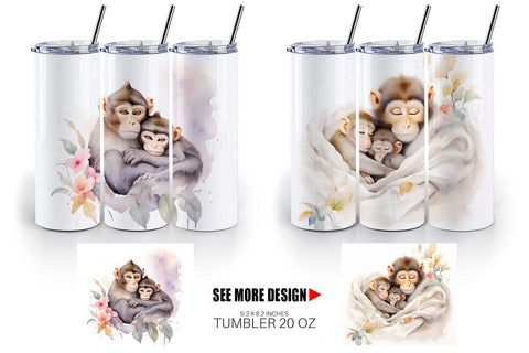 Tumbler Wrap Mothers Day Monkey Sublimation artnoy 