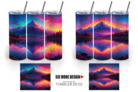 Tumbler Wrap Mountains and Lake Sublimation artnoy 