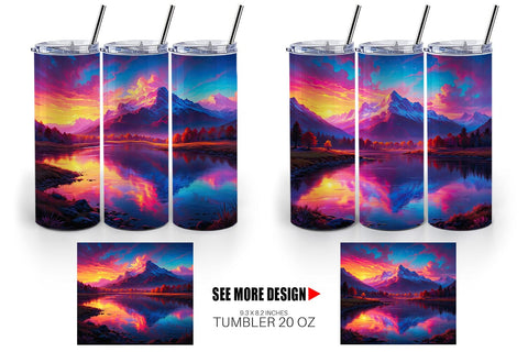 Tumbler Wrap Mountains and Lake Sublimation artnoy 