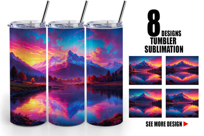 Tumbler Wrap Mountains and Lake Sublimation artnoy 