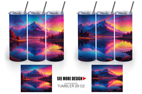 Tumbler Wrap Mountains and Lake Sublimation artnoy 