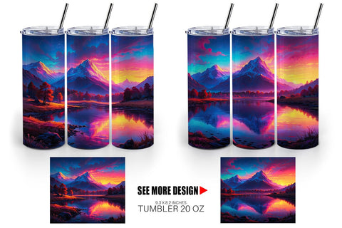 Tumbler Wrap Mountains and Lake Sublimation artnoy 