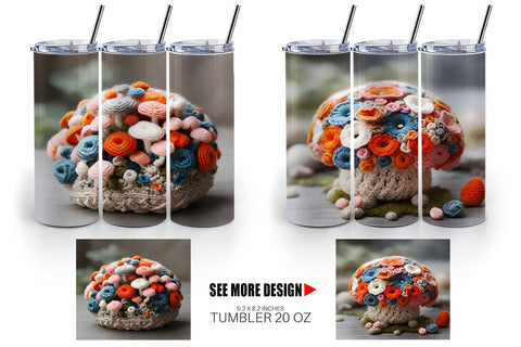 Tumbler Wrap Mushromm Embroidery Sublimation artnoy 