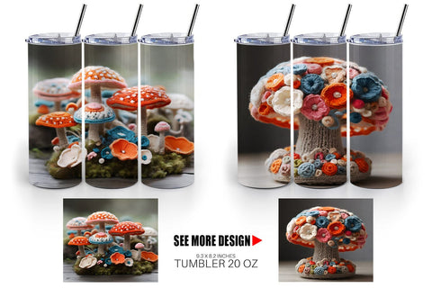 Tumbler Wrap Mushromm Embroidery Sublimation artnoy 