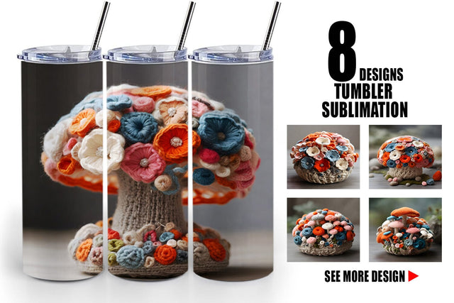 Tumbler Wrap Mushromm Embroidery Sublimation artnoy 