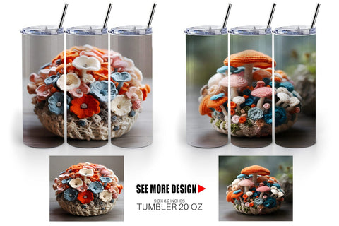 Tumbler Wrap Mushromm Embroidery Sublimation artnoy 