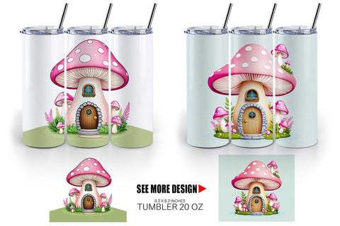 Tumbler Wrap Mushroom House Sublimation artnoy 