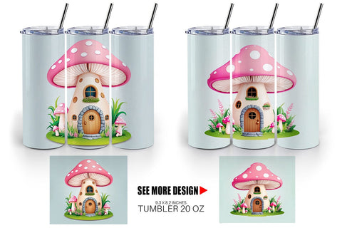 Tumbler Wrap Mushroom House Sublimation artnoy 