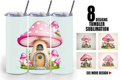 Tumbler Wrap Mushroom House Sublimation artnoy 