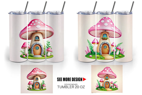 Tumbler Wrap Mushroom House Sublimation artnoy 