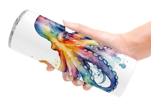 Tumbler Wrap Octopus Watercolor Sublimation artnoy 