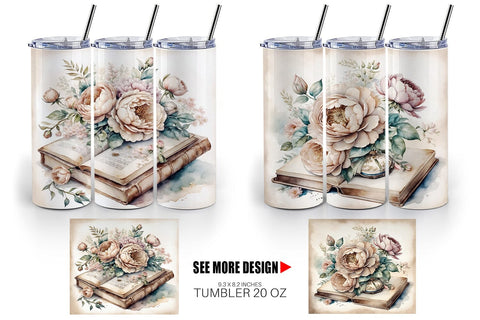 Tumbler Wrap Old Books Sublimation artnoy 