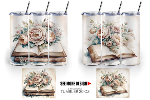 Tumbler Wrap Old Books Sublimation artnoy 