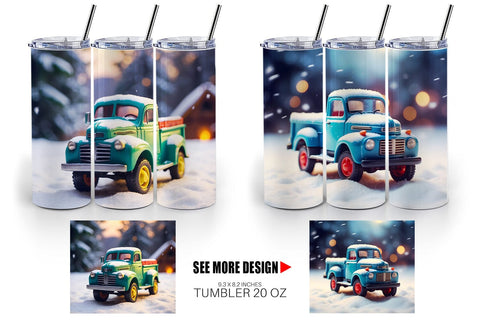 Tumbler Wrap Old truck Christmas Sublimation artnoy 