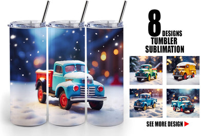 Tumbler Wrap Old truck Christmas Sublimation artnoy 