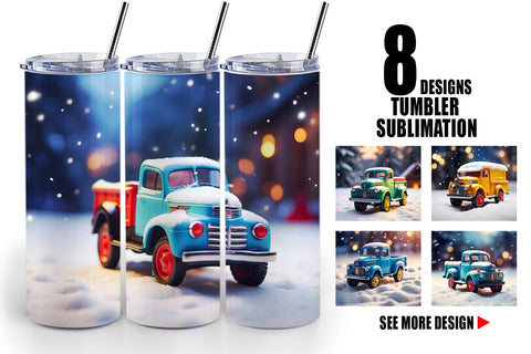 Tumbler Wrap Old truck Christmas Sublimation artnoy 