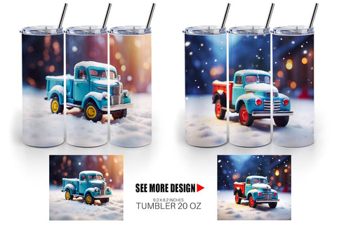 Tumbler Wrap Old truck Christmas Sublimation artnoy 
