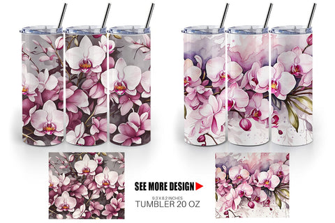 Tumbler Wrap Orchid Pattern Sublimation artnoy 