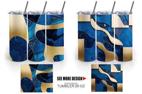 Tumbler Wrap Organic Blue Gold Sublimation artnoy 