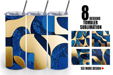 Tumbler Wrap Organic Blue Gold Sublimation artnoy 