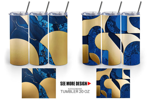 Tumbler Wrap Organic Blue Gold Sublimation artnoy 