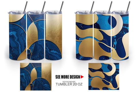Tumbler Wrap Organic Blue Gold Sublimation artnoy 