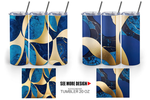 Tumbler Wrap Organic Blue Gold Sublimation artnoy 
