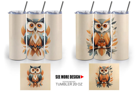 Tumbler Wrap Owl Boho Art Sublimation artnoy 